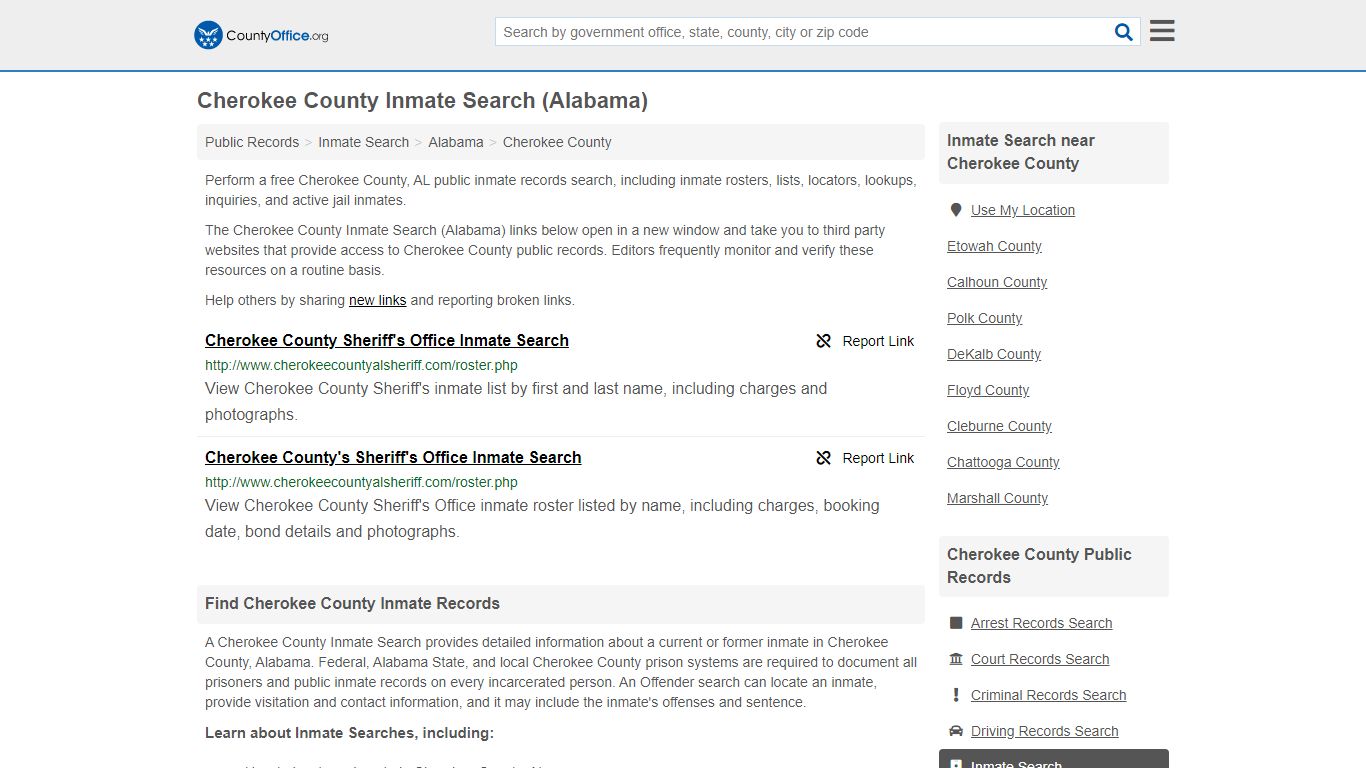 Inmate Search - Cherokee County, AL (Inmate Rosters & Locators)