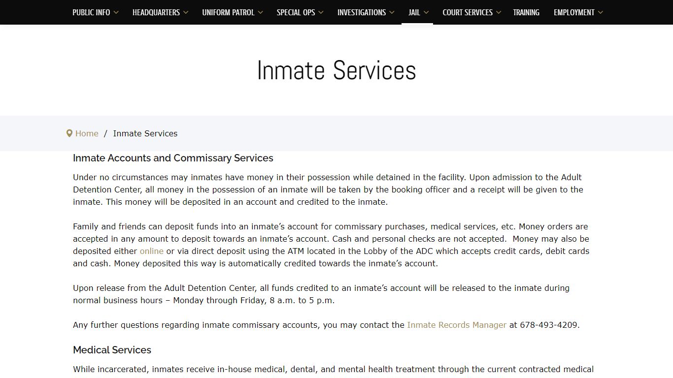 Inmate Services – Cherokee Sheriffs Office - cherokeega-sheriff.org